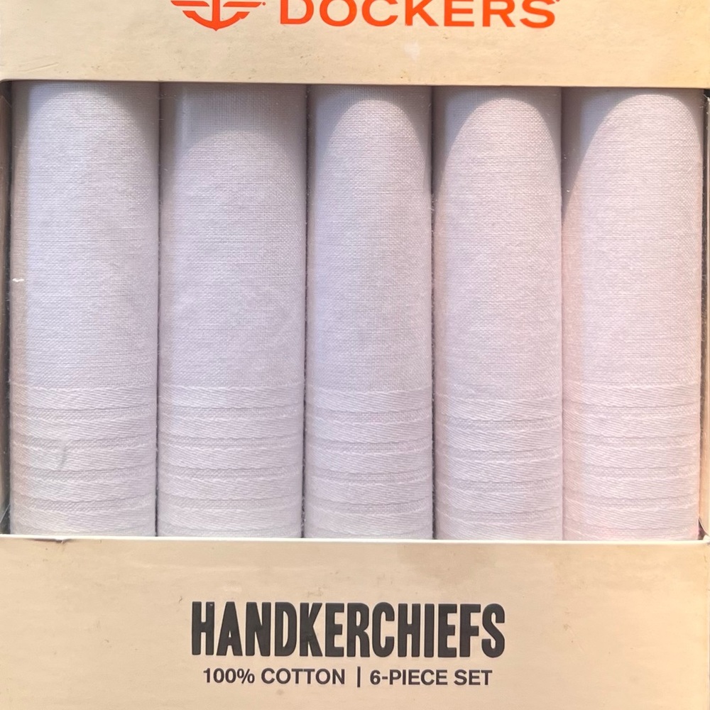 Dockers White Cotton Handkerchiefs - 6 Piece Set Dockers Hankerchiefs